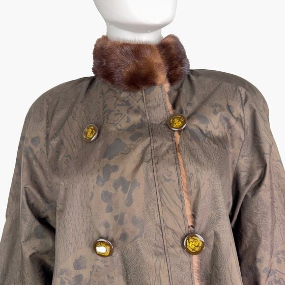 NWOT WILD FURS Genuine Bear Fur Reversible Raincoat (Green/Brown | Size M/L) - Picture 5 of 12